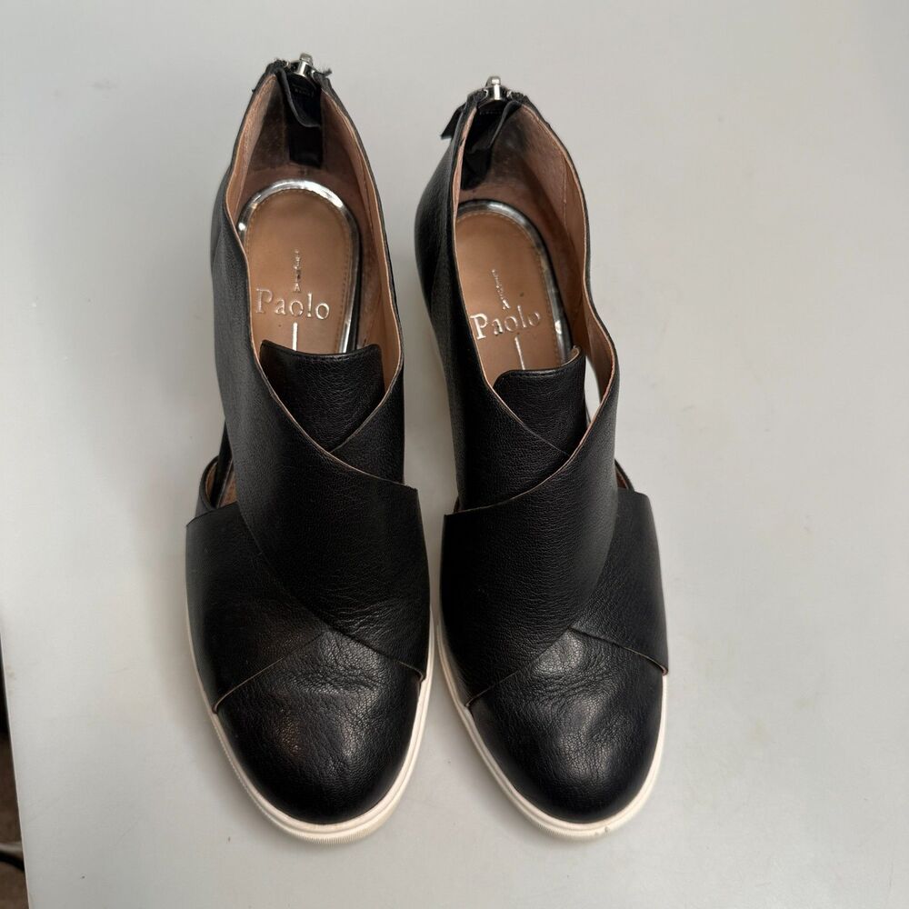 Linea Paolo Freshton Women's 7.5 Black Leather Wedge Sneaker Boots EUC - Picture 11 of 16